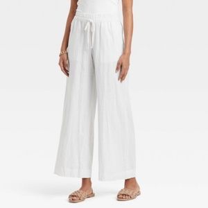 A New Day -  Women's High-Rise Wide Leg Linen Pull-On Pants Target - White Small